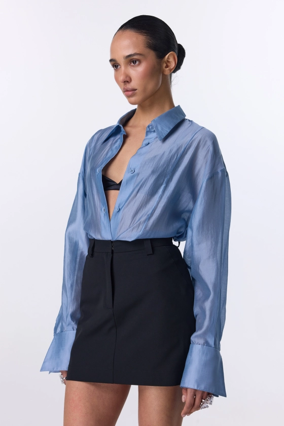 High-waisted mini cotton skirt - photo 4