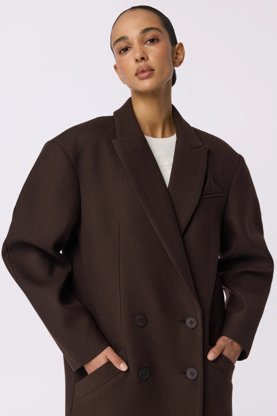 Double-breasted coat with accent shoulder - photo 8