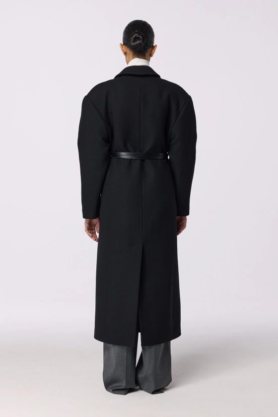 Double-breasted coat with accent shoulder - photo 6