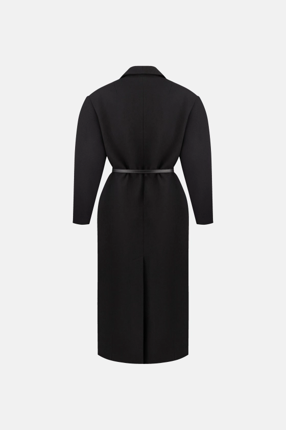 Double-breasted coat with accent shoulder - photo 2