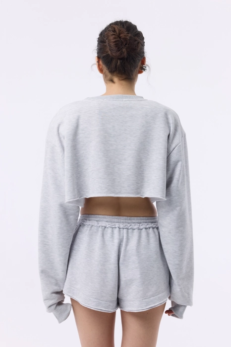 Cropped sweatshirt with accent shoulders Cropped sweatshirt with accent shoulders