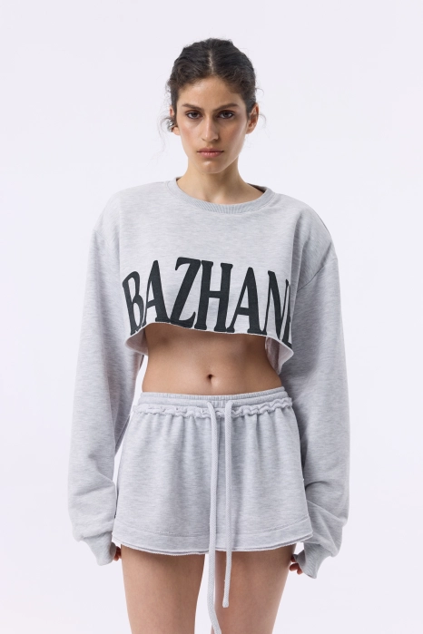 Cropped sweatshirt with accent shoulders Cropped sweatshirt with accent shoulders