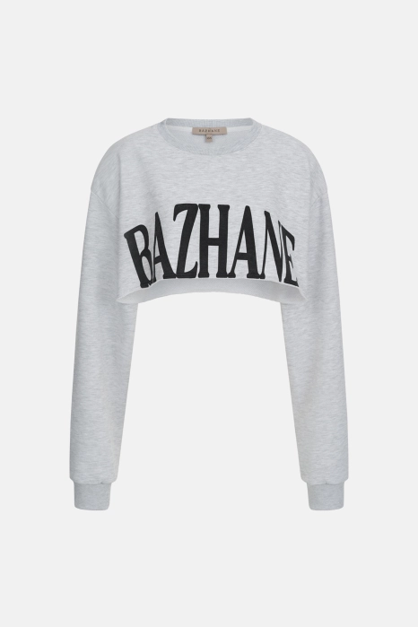 Cropped sweatshirt with accent shoulders Cropped sweatshirt with accent shoulders