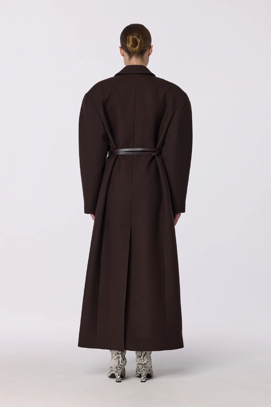 Double-breasted coat with accent shoulder - photo 5