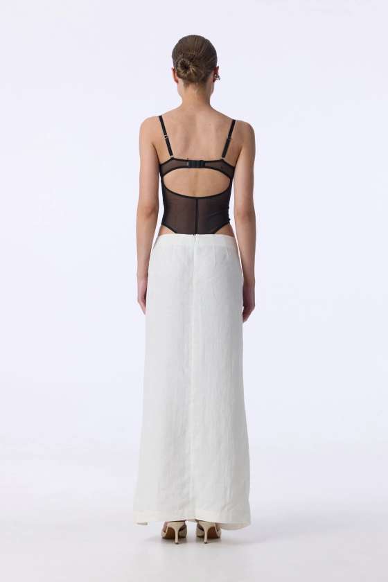 Linen maxi skirt with knot - photo 4