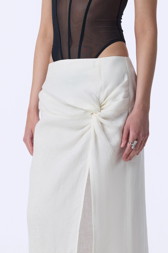 Linen maxi skirt with knot - photo 5