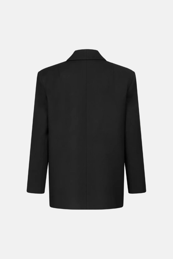 Oversized double-breasted cotton blazer with shoulder pads - photo 2