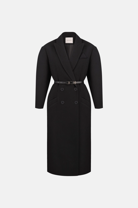 Double-breasted coat with accent shoulder - photo 1