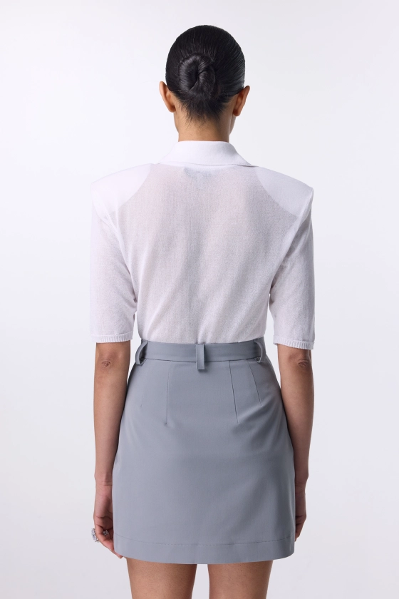 High-waisted mini cotton skirt - photo 4