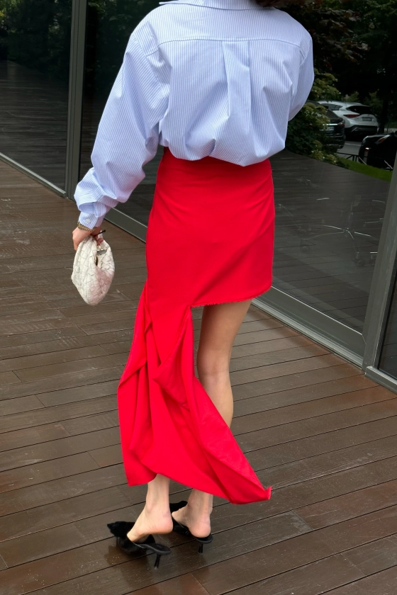 Cotton mini skirt with cut-out detail - photo 4