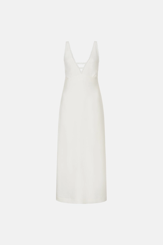 Midi dress with deep neckline and lace - photo 1