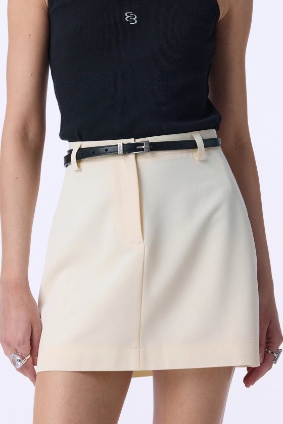 High-waisted mini cotton skirt - photo 5