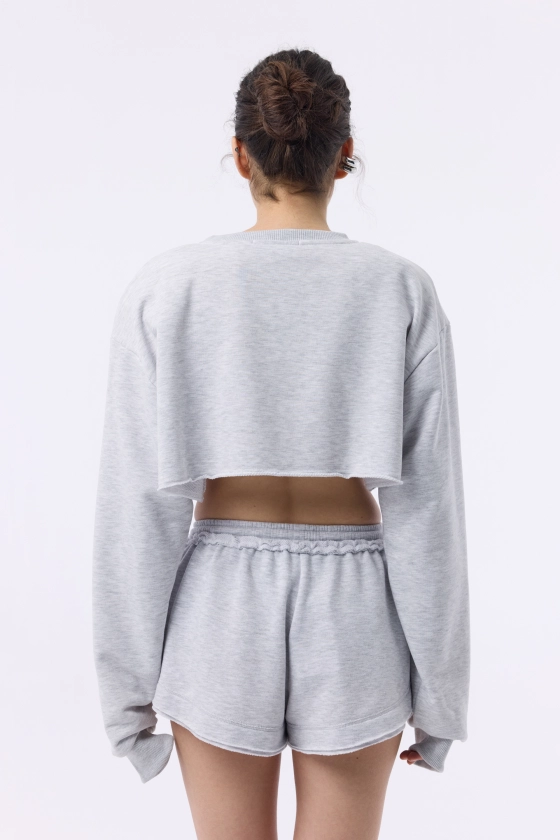 Cropped sweatshirt with accent shoulders - photo 4